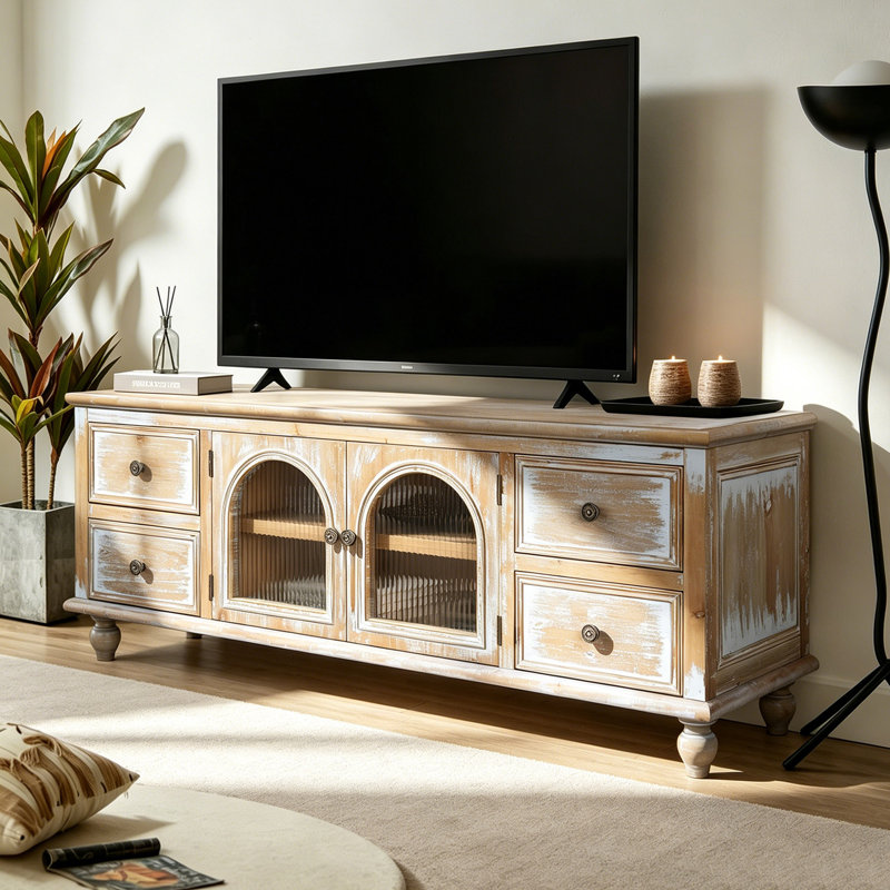 Meuble télé et meuble télé 59,84 po Mid Century, Brown