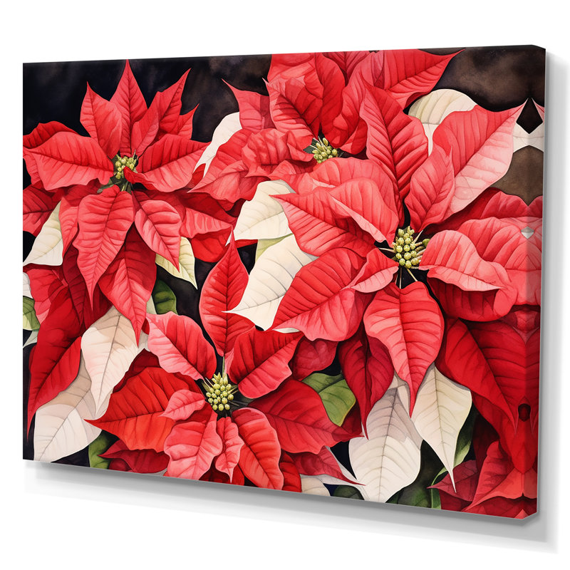 Poinsettias, minimalisme, rêve, Toile tendue, H 16 po x l 32 po