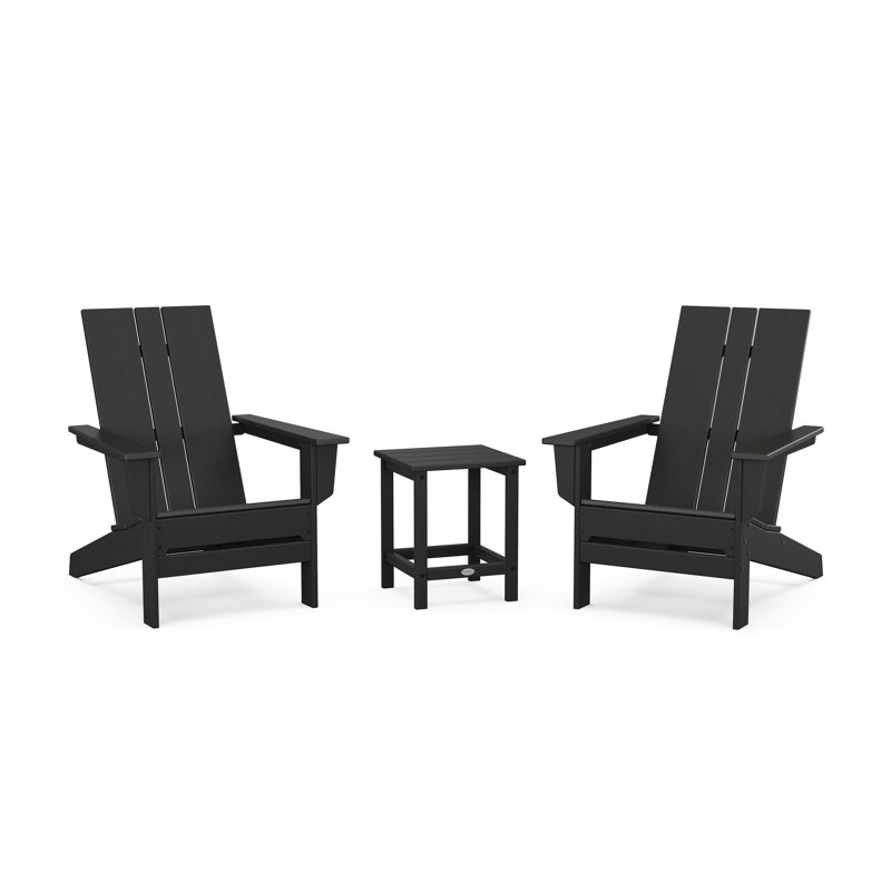 Chaise Adirondack d'extérieur avec table POLYWOOD x, Noir, noir, noir, noir
