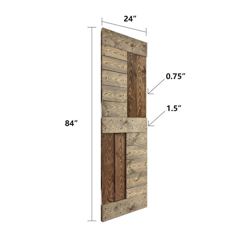 Porte de grange coulissante en bois noueux bricolage Coast S Sequoia EMBossing S Series sans quincaillerie, 24 po x 84 po