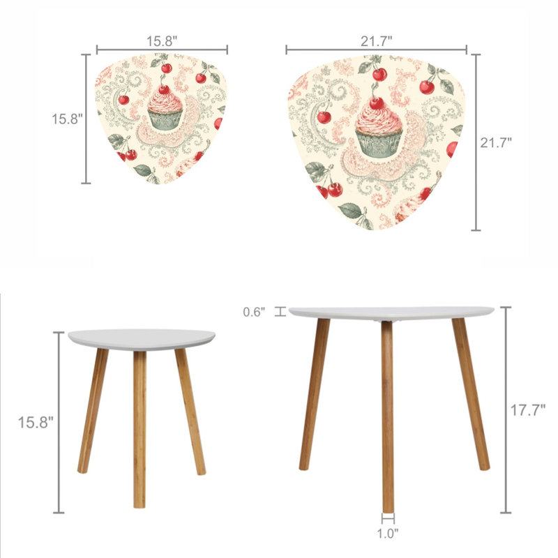 Ensemble de 2 tables gigognes Triangle Nesting croquis à l'encre sans soudure