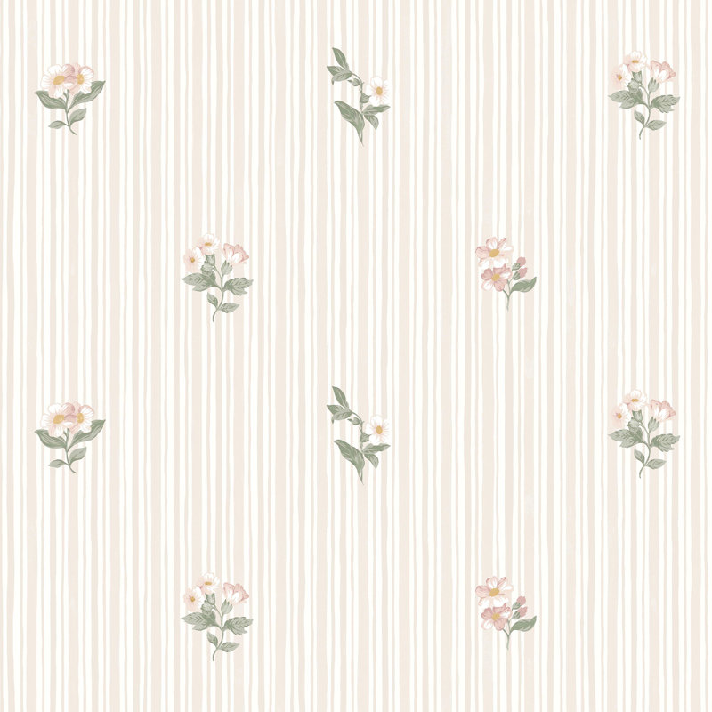 Martha Stewart Garden Stripe Linen Wallpaper, Cream