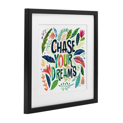 «Chase Your Dreams on Leaves», reproduction sous verre encadrée, design par lettré et doublé