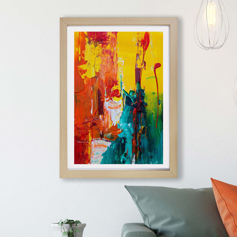 Abstract Art Paitning by S.Johnson - Framed Print, 62cm H x 87cm W x 2cm D, Oak