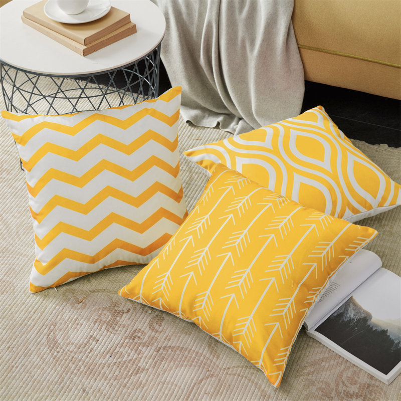 Printing Outdoor Square Pillow Cover, 18"L x 18"W, Yellow