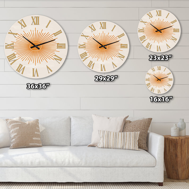 Orange Sun Print II - horloge murale moderne, Moyenne
