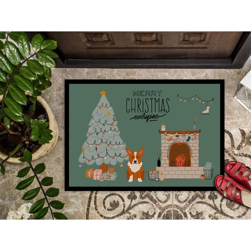 Tapis d'intérieur ou d'extérieur Jacquiline Blue Bedlington Terrier Christmas 24X36 CK7653JMAT_Dog, Corgi
