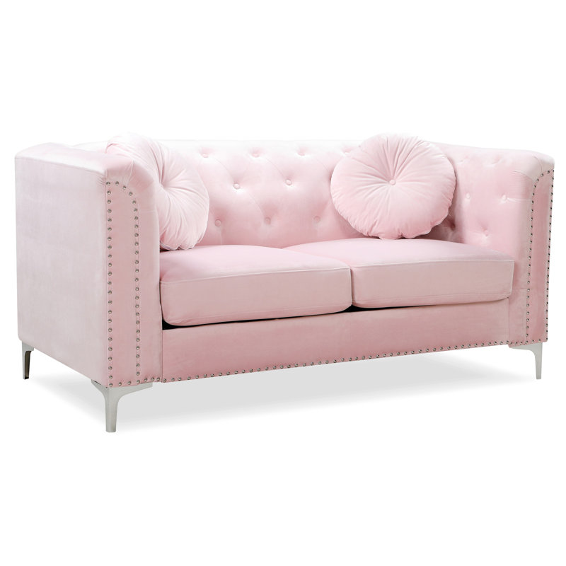 Causeuse de réception en tissu Marliz, Rose