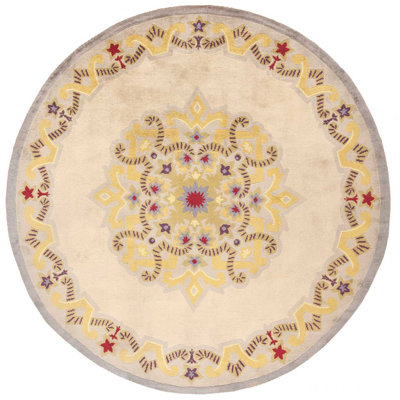 Tapis rond antique français Art Deco Leleu