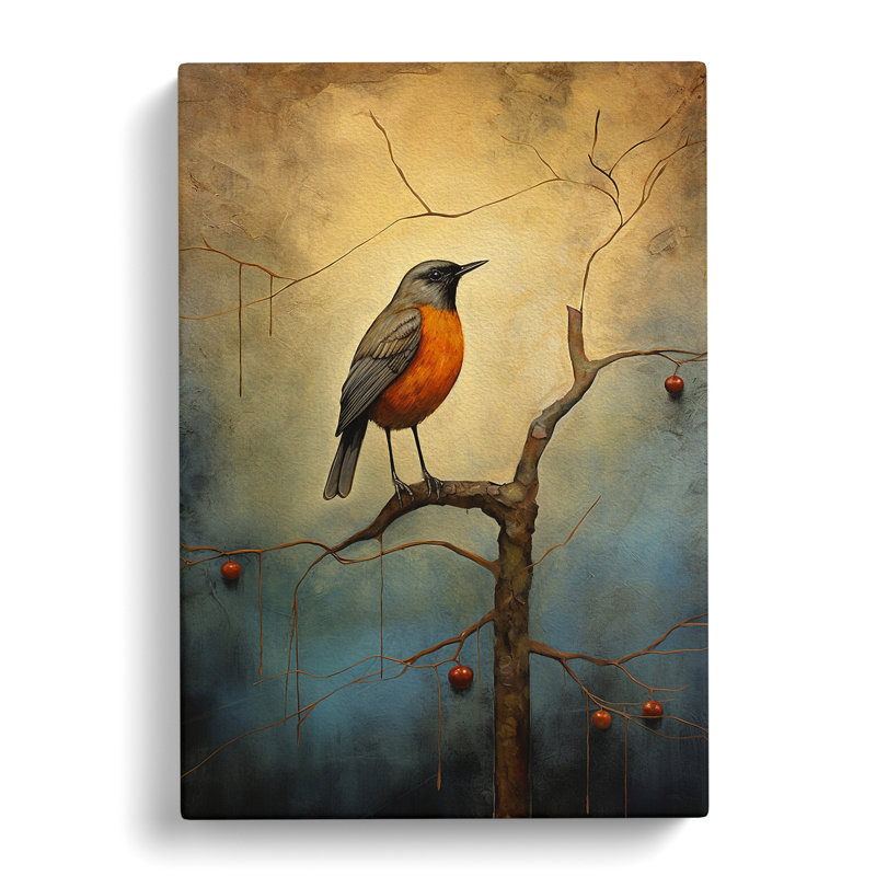 Robin Bird Modern - Wrapped Canvas, 50cm H x 35cm W x 3cm D