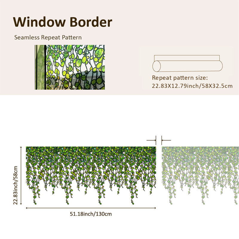 Plants & Flowers Non-Wall Damaging Window Decal, Green