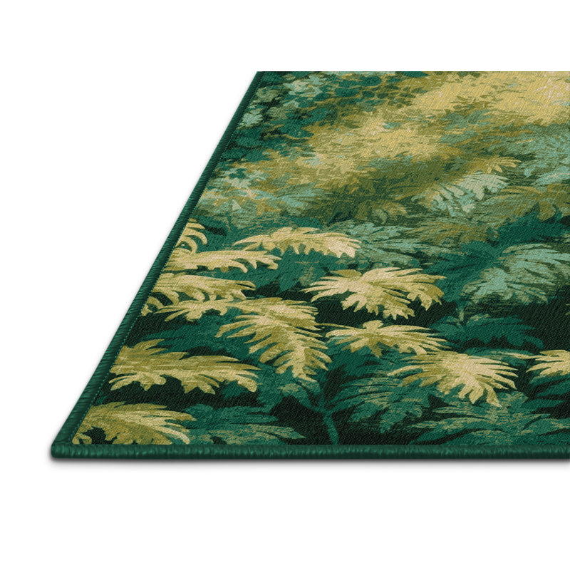 Machine Washable Nature Green Area Rug, Square 4'