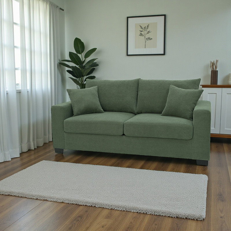 Causeuse rembourrée l 69 po Brooklington avec tissu texturé, 2 coussins décoratifs et pieds robustes en plastique