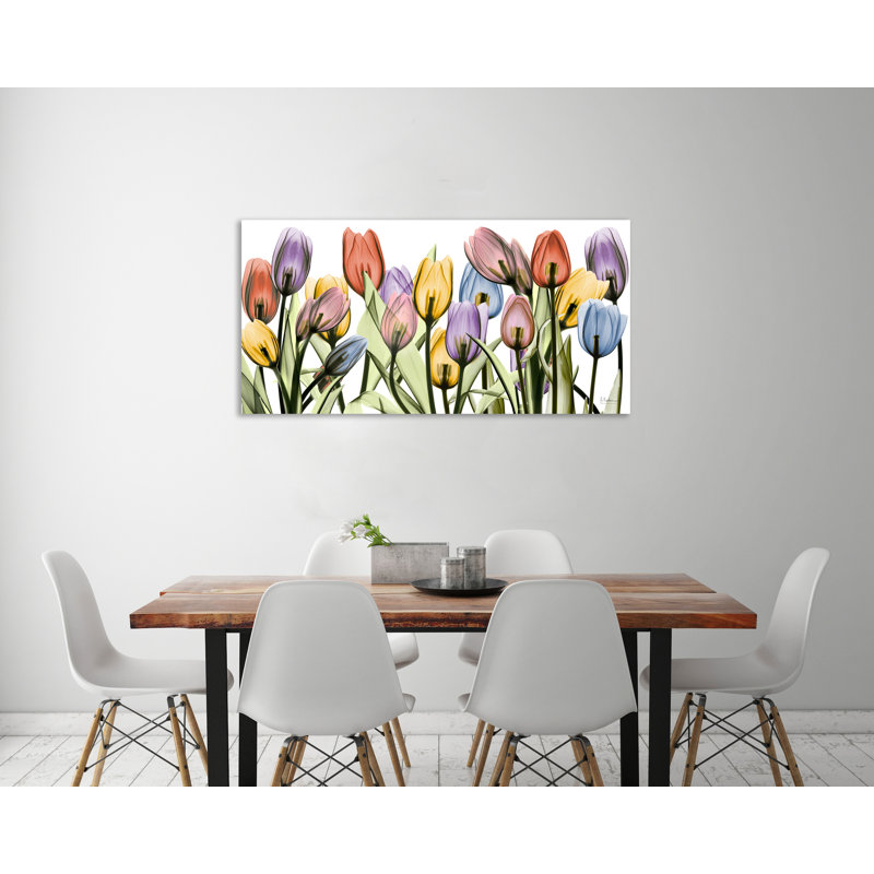 "Tulipscape", toile tendue par Albert Koetsier, H 30 po x l 60 po x P 1,5 po