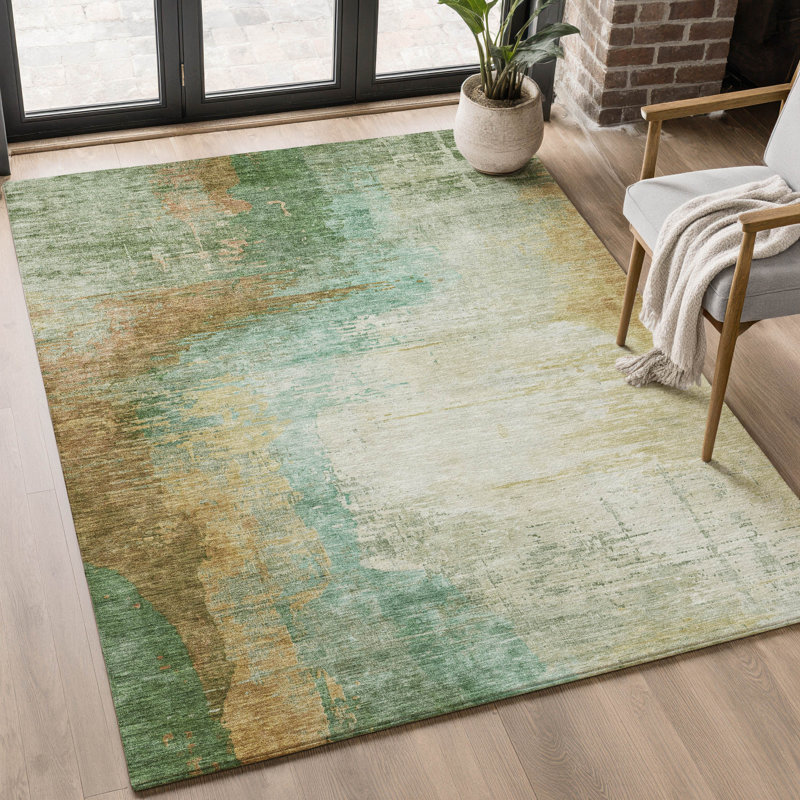 Tapis abstrait lavable à la machine de qualité supérieure Mayfield, Aloès, 3 pi x 5 pi