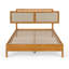 Structure de lit Neil avec tête de lit en bois d'hévéa et en rotin - design minimaliste élégant japonais, fabrication robuste, assemblage facile - grand, brun teck-881668054-881668009