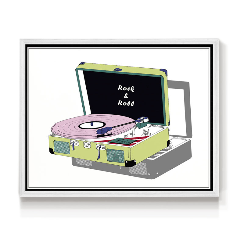 Record Shop II -Framed Print - Restickable, 22" H x 28" W, White