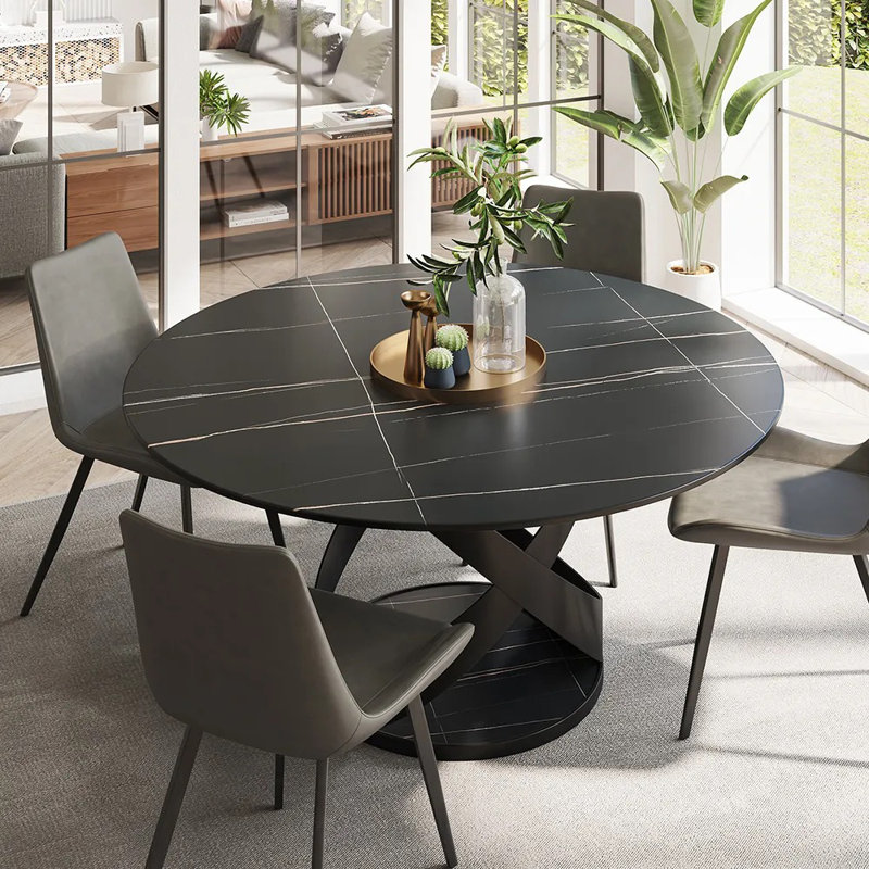Table de salle à manger Maxwell, Noir, Noir, H 29,53 po x L 51,18 po x l 51,18 po