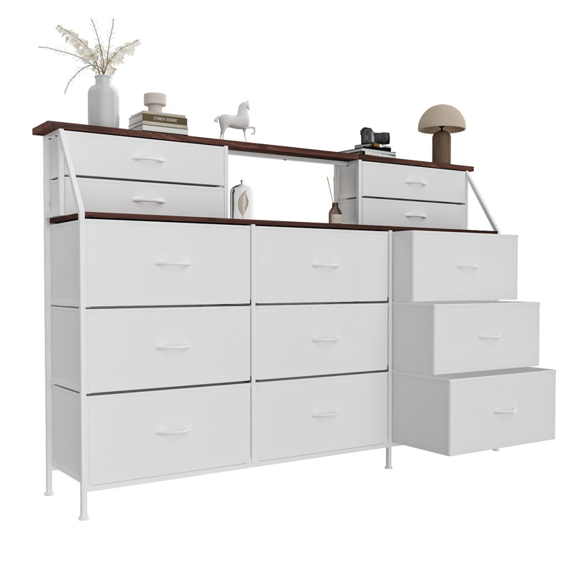 70" Bedroom Dresser With 13 Large Drawers, White