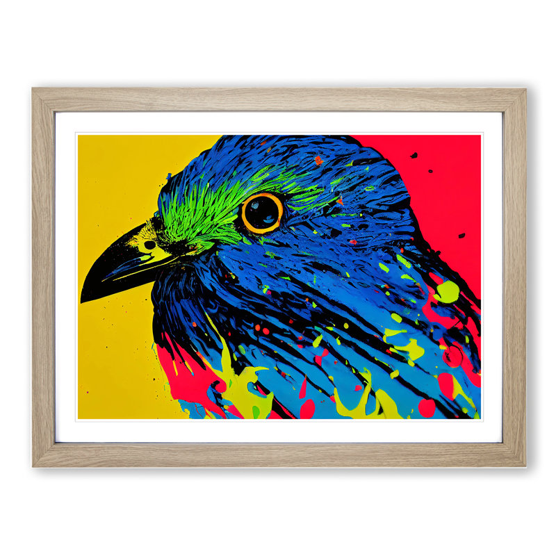 Bird Splash Vol.6 Abstract - Framed Print, 46cm H x 64cm W x 2cm D, Oak
