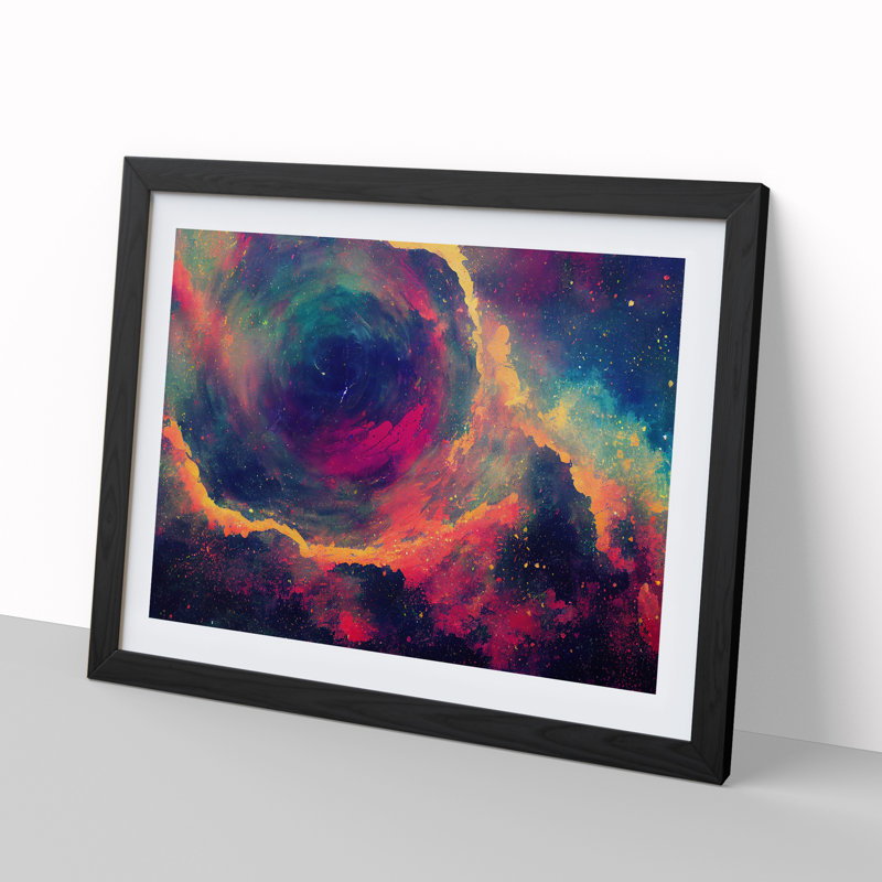 XH1022-6587X Painted Cosmos Vol.1 - Single Picture Frame Print, Black, 46cm H x 64cm W