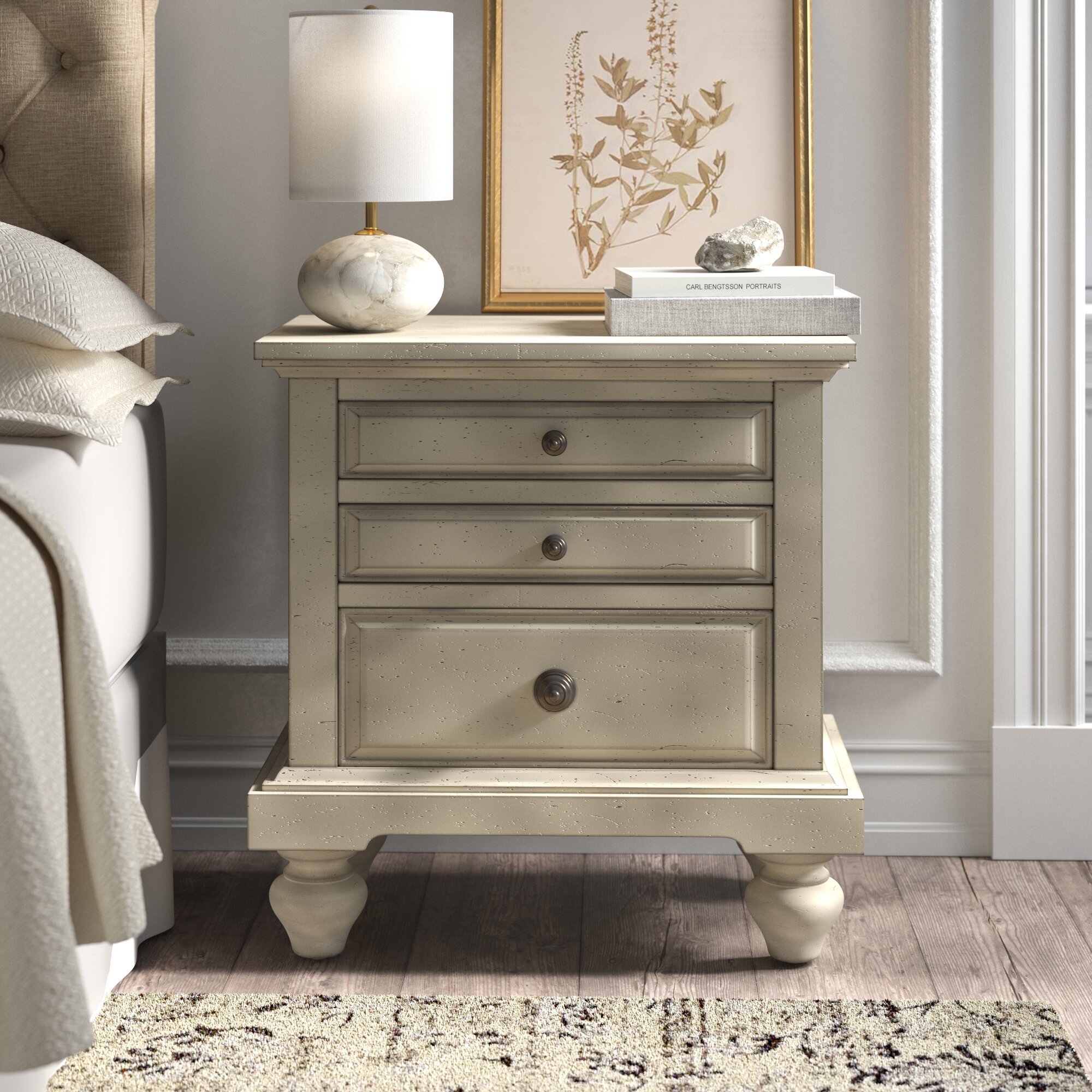 Cream white deals nightstand