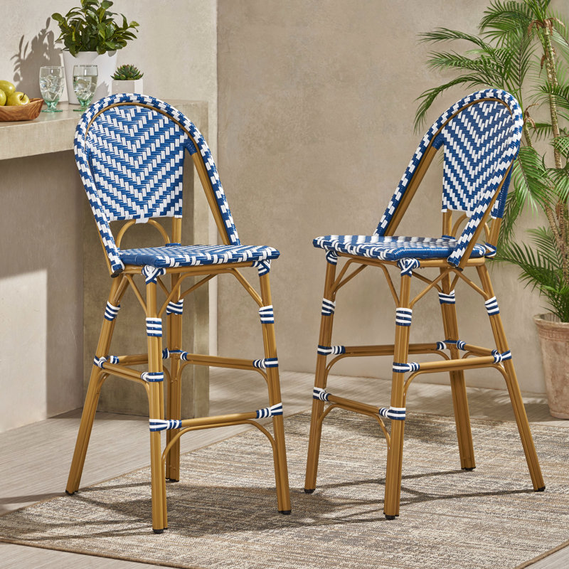 Lot de 2 pergolas d'extérieur françaises de 75 cm (29,5 po) - Bleu marine, blanc, cadre en aluminium avec finition PE, antirouille, pour jardin.