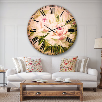 Three Pink Roses - Traditional wall clock