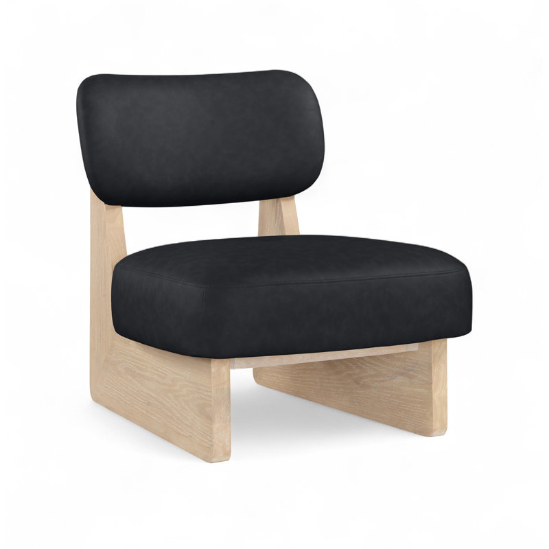 Fauteuil d'appoint en cuir Vetra Lystra, Naturel, Cuir végétalien noir