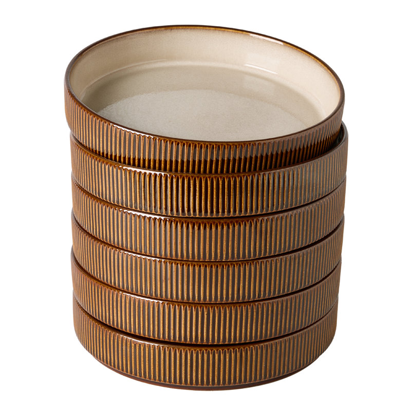 Ensemble de bols en pâte 6 pièces 8,1 po - service pour 6, crème et cacao, Crème et cacao