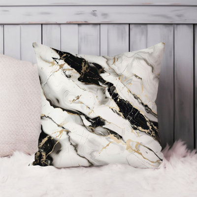 Abstract Black & Gray Marble Geode Crystals VII Pillow Cover