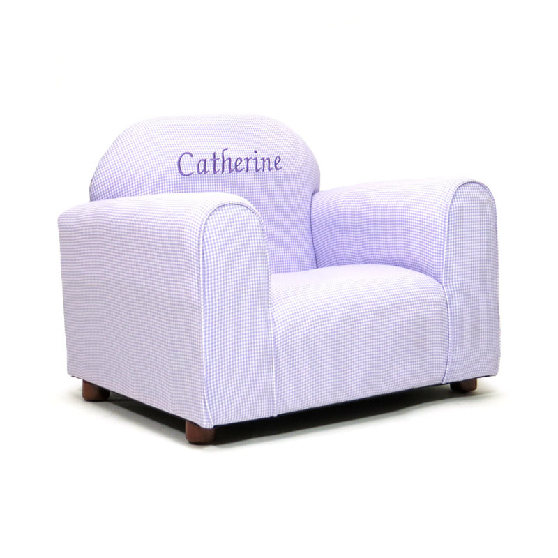 Fauteuil club personnalisé Keet, Gingham, Mauve, Oui, Lavande