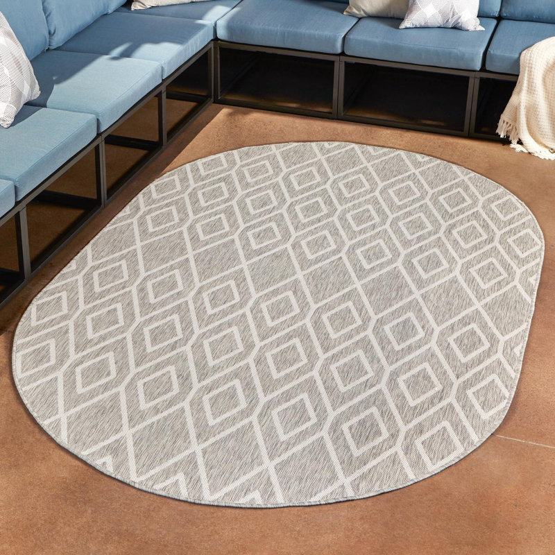 Tapis intérieur / extérieur Turks and Caicos, Grey Cream, Carré 7 pi 10 po