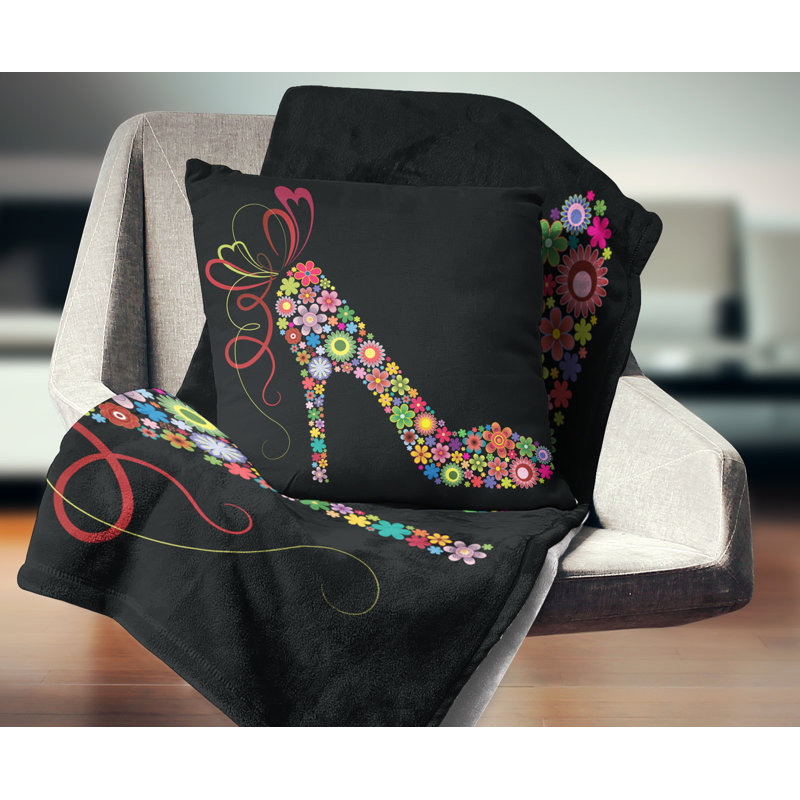 Chaussure colorée avec un arc - Coussin imprimé animal, 16 po x 1 po, Coussin décoratif