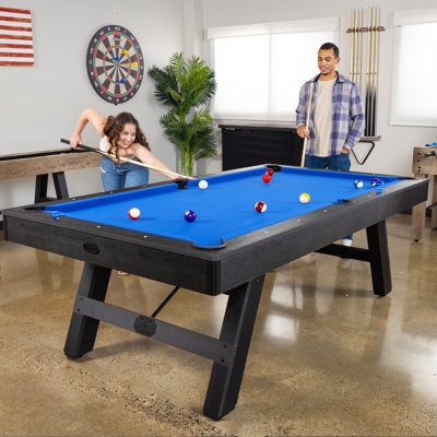 GoSports 8 ft Pool Table with Rustic Wood Finish - Billiard Table with Accessories