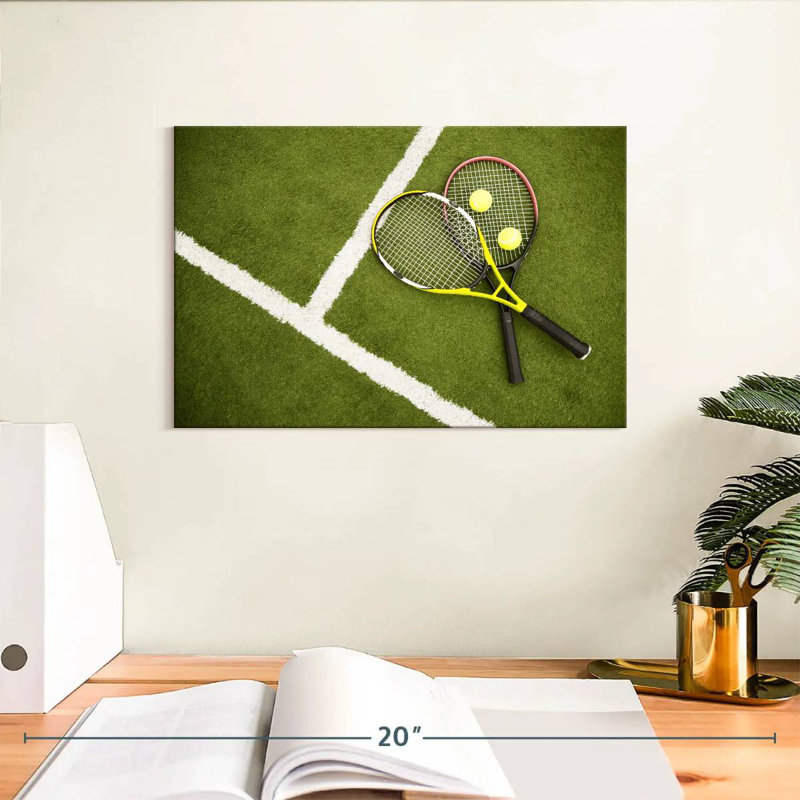 Raquettes de tennis sur le court, H 8 po x l 12 po