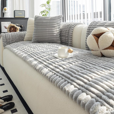 Versatile Sold Individually Thickened L-Shape Couch Cover with Reinforced Edges, Non-Slip Backing, Multi-Functional and Easy-Clean.