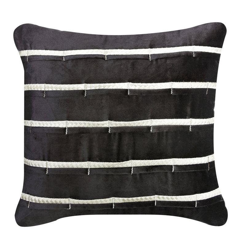 Kurtis Striped Square Throw Pillow Cover, Black