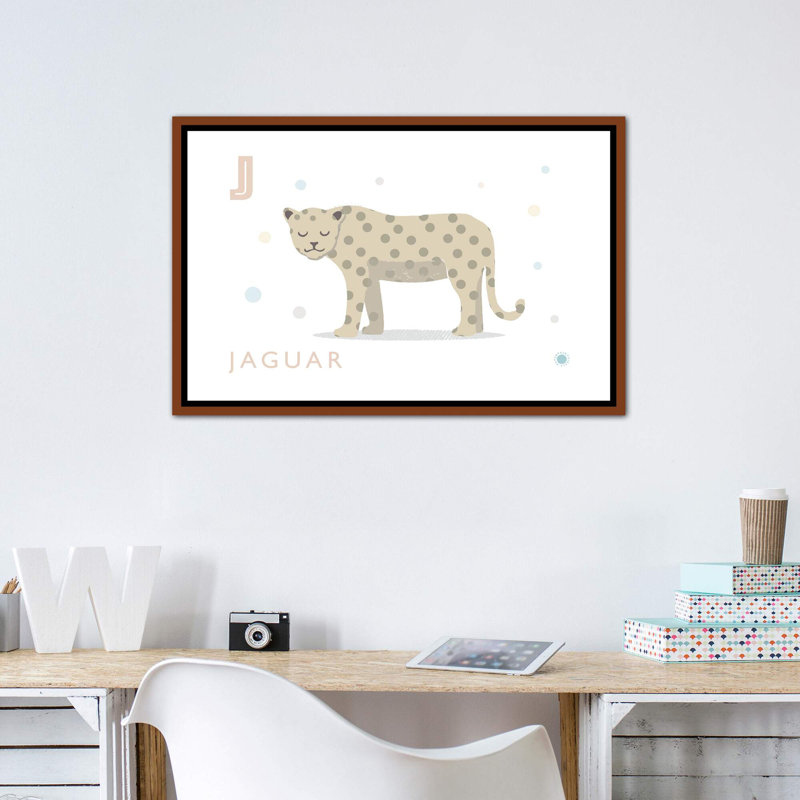 Jaguar - impression d'art graphique, Toile avec cadre brun, H 26 po x l 40 po x 1,5 po, Pas de tapis