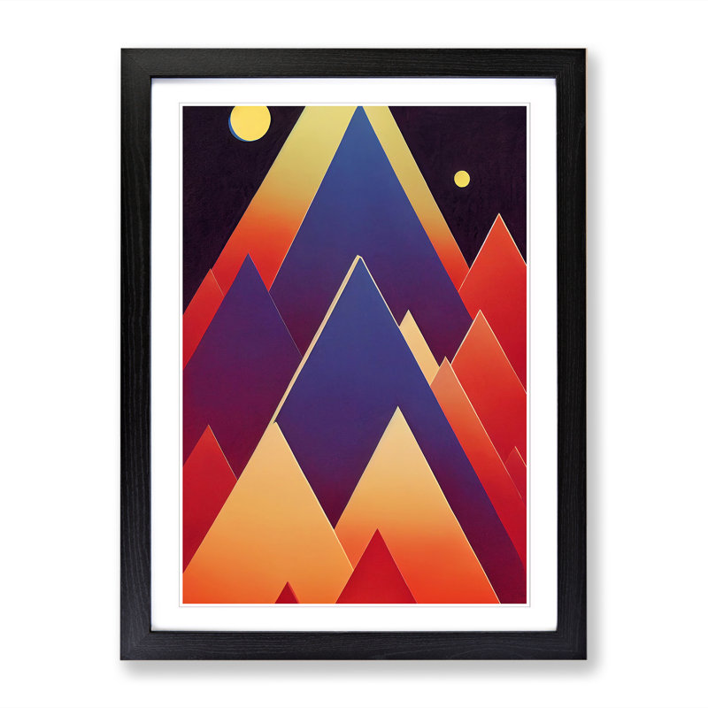 Pyramids Abstract Vol.1 - Single Picture Frame Print, 46cm H x 34cm W x 2cm D, Black