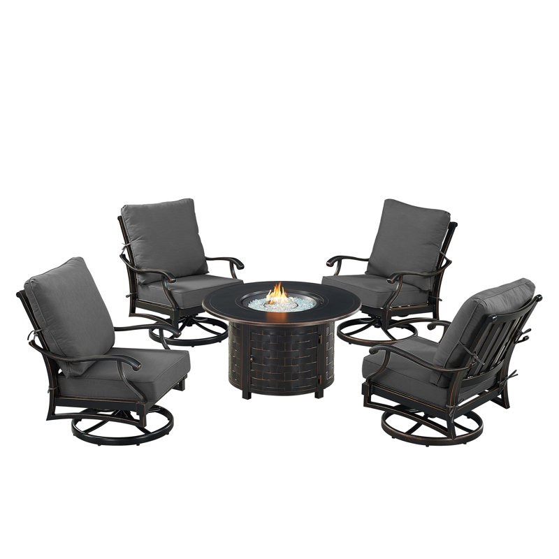 Paigen 4 - Person Patio Conversation Set with Cushions, Black