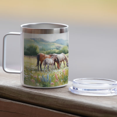 Tasse en acier inoxydable avec couvercle 12 oz.