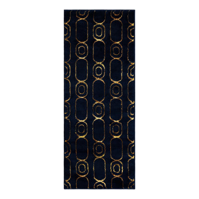 Latitude Run® Column Novica Rug Navy Blue and Gold