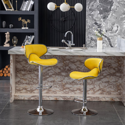Tabouret de bar pivotant rembourré en velours Masaccio, ensemble de 2