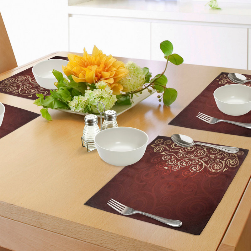 Ensemble de 8 napperons bordeaux East Urban Home