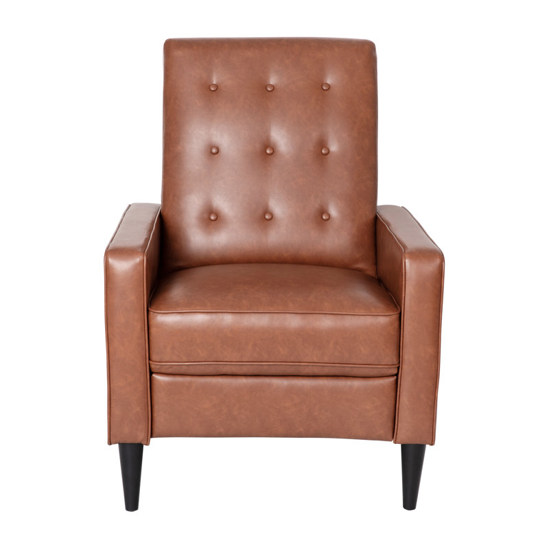 Faux Leather Recliner, Cognac Faux Leather