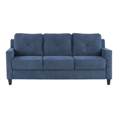 Fauteuil inclinable 3 places en chenille bleu marine - Structure intérieure en bois, revêtement confortable, fonction inclinable avec coussins de dossier et de siège serrés, fabrication de ressorts ensachés pour la durabilité, densité de la mousse D25