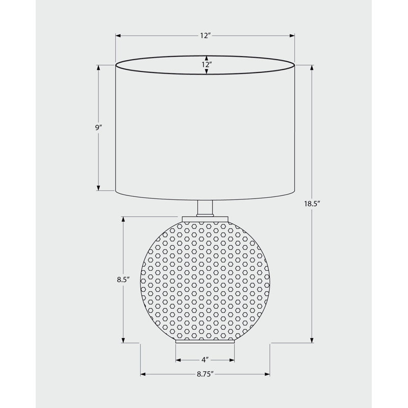Lighting, 19 po, lampe de table, résine grise, abat-jour ivoire / crème, moderne