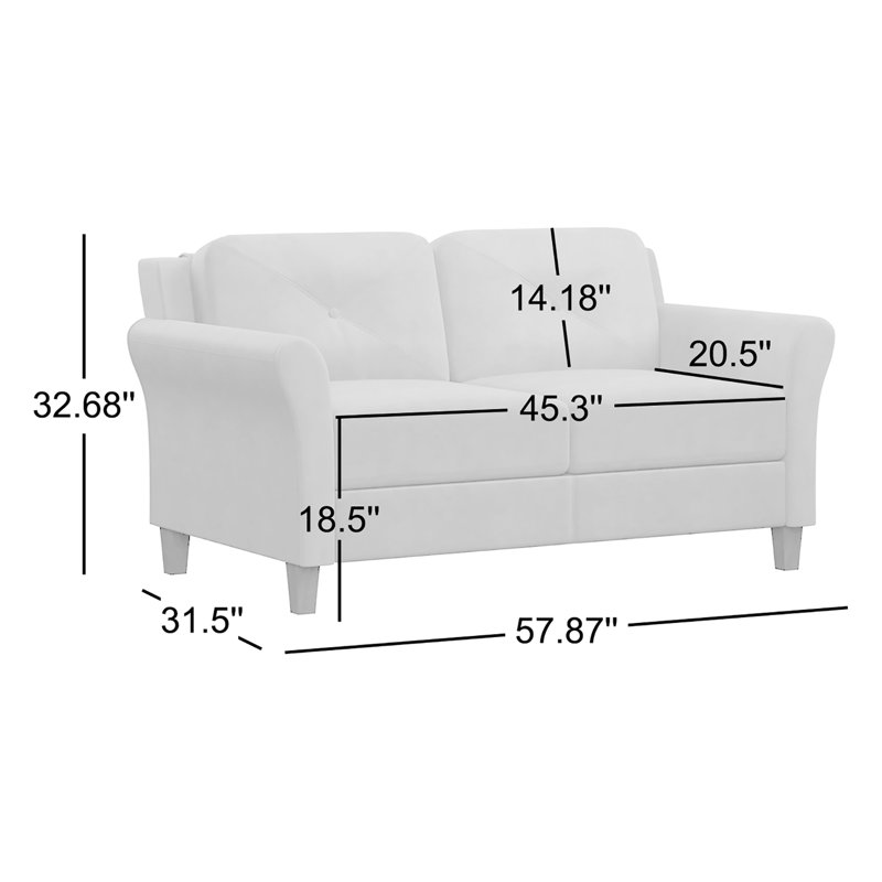 Ibiza 57.87" Round Arm Tufted Back Loveseat, Brown Microfiber