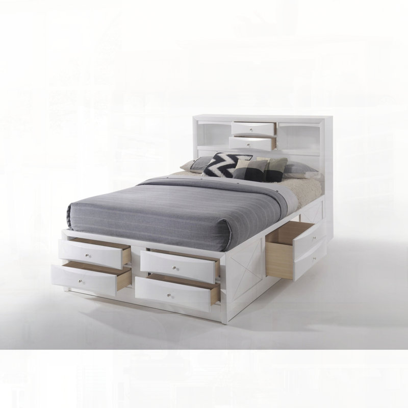Grand lit avec rangement blanc Ireland, Blanc